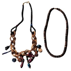 Two wooden style necklaces